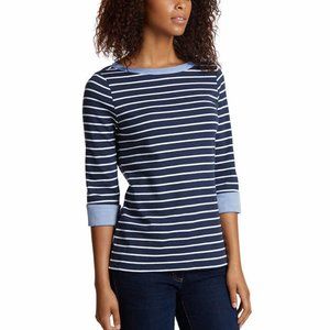 Nautica Navy Striped Parisian Top 3/4 Sleeves NWT